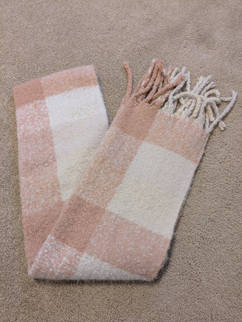 NWOT Free People Soft Pink Buffalo Check Oversized Scarf